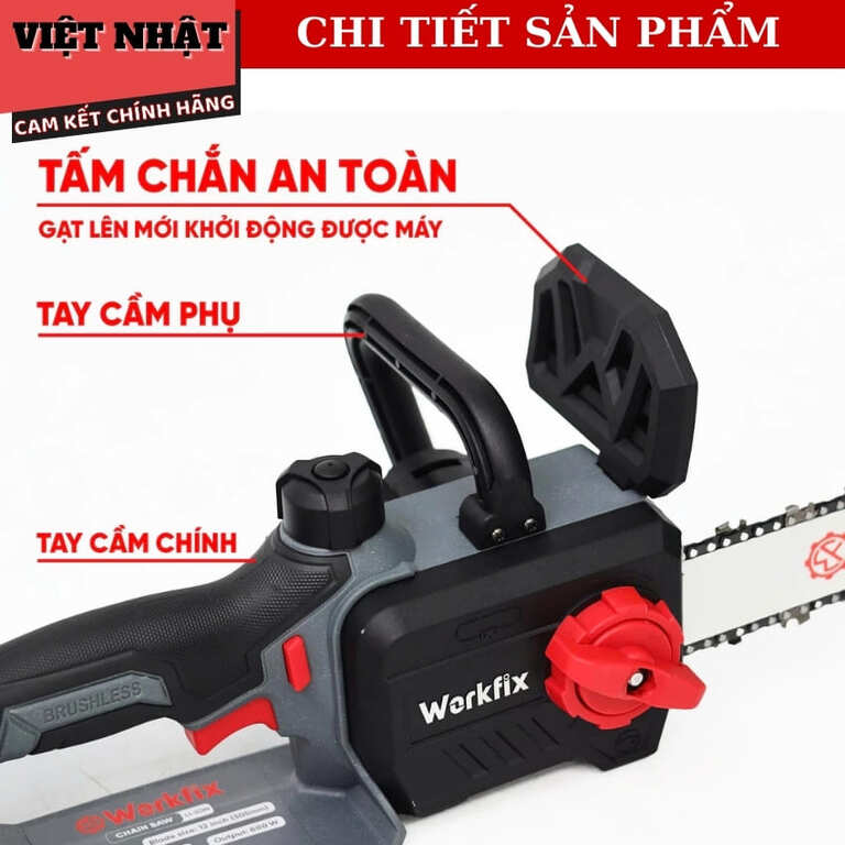 Máy cưa xích 12inch Workfix CS120CP bơm nhớt tự động, cắt tối đa 30.5cm, tốc độ tải 3600v/p, tăng xích thông minh, bảo hành 6 tháng 8