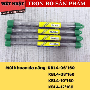 Mũi khoan đa năng chuôi gài 4 cạnh Kingblue KBL4, đủ kích thước 06*160 - 08*160 - 10*160 - 12*160 3 5