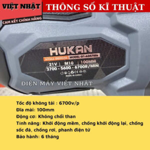 Máy mài Hukan G1-AG5700S chống khởi động lại, động cơ không chổi than, tốc độ tải 6700v/p, đường kính 100mm, bảo hành 6 tháng G1 AG5700S 4