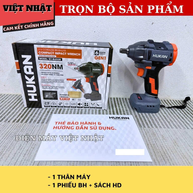 Thân máy siết bulong 2 trong 1 Hukan (GEN 1) G1-BL0320 lực siết 320Nm, động cơ không chổi than G1 BL0320 3
