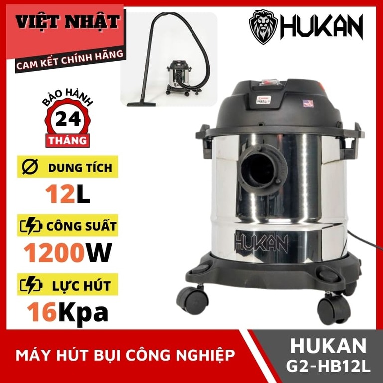 Máy hút – thổi bụi dùng điện Hukan 12 lít G2-HB12L, Dung tích: 12L, Lực hút: 16Kpa, Công suất: 1200W, Chất liệu bình chứa: Nhựa PP, Dây điện dài 8m G2 HB12L 1