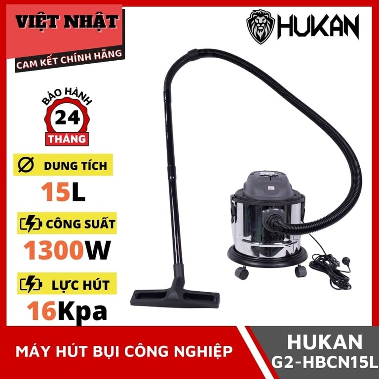 Máy hút bụi công nghiệp Hukan G2-HBCN15L, công suất 1300w, lực hút 16Kpa, dung tích 15l, bảo hành 24 tháng G2 HBCN15L 1