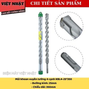 Mũi khoan tường 4 cạnh Kingblue KBL4*350 đủ kích thước 10*350-12*350-14*350-16*350-18*350-20*350-22*350-25*350 KBL4 350 11