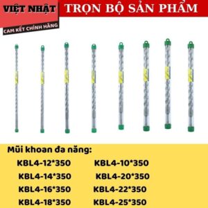 Mũi khoan tường 4 cạnh Kingblue KBL4*350 đủ kích thước 10*350-12*350-14*350-16*350-18*350-20*350-22*350-25*350 KBL4 350 3