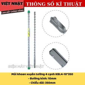 Mũi khoan tường 4 cạnh Kingblue KBL4*350 đủ kích thước 10*350-12*350-14*350-16*350-18*350-20*350-22*350-25*350 KBL4 350 4