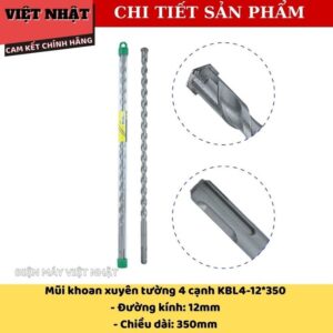 Mũi khoan tường 4 cạnh Kingblue KBL4*350 đủ kích thước 10*350-12*350-14*350-16*350-18*350-20*350-22*350-25*350 KBL4 350 5