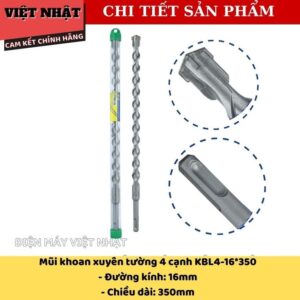 Mũi khoan tường 4 cạnh Kingblue KBL4*350 đủ kích thước 10*350-12*350-14*350-16*350-18*350-20*350-22*350-25*350 KBL4 350 7