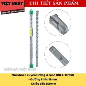Mũi khoan tường 4 cạnh Kingblue KBL4*350 đủ kích thước 10*350-12*350-14*350-16*350-18*350-20*350-22*350-25*350 KBL4 350 8