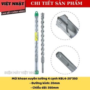 Mũi khoan tường 4 cạnh Kingblue KBL4*350 đủ kích thước 10*350-12*350-14*350-16*350-18*350-20*350-22*350-25*350 KBL4 350 9