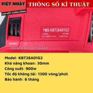 Khoan bê tông điện Yamasu YMS-KBT26A01G2 bảo hành 6 tháng, công suất 900w, lực đập 3.0J, 3 chức năng, đường kính mũi 26mm KBT26A01G2 4