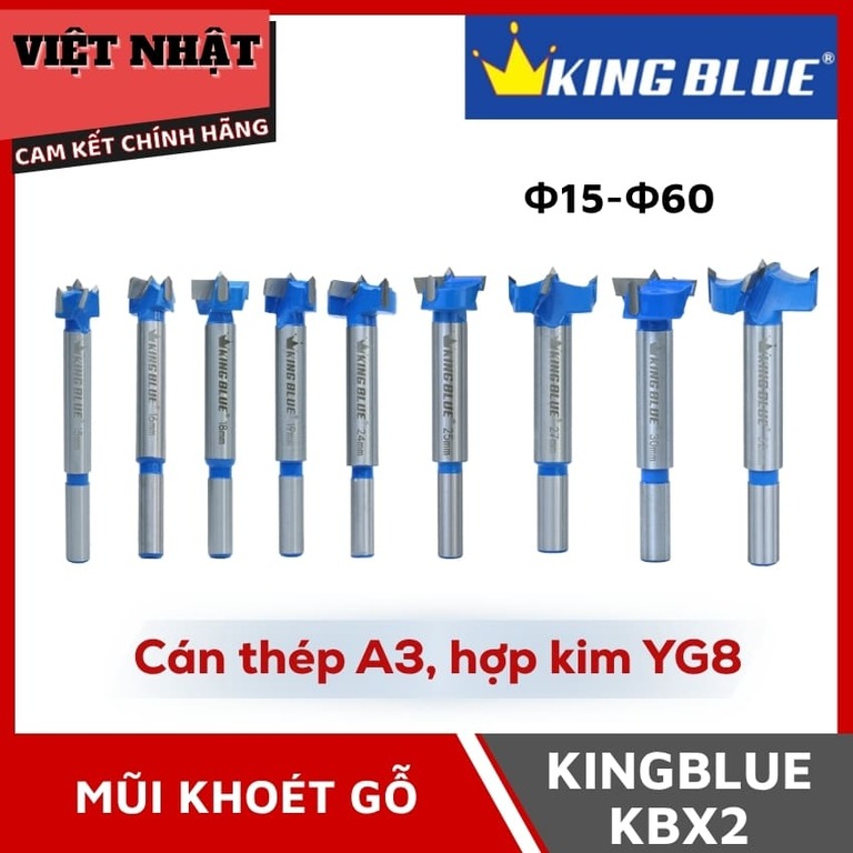 Mũi khoan gỗ Kingblue KBX2 sử dụng cán thép A3, hợp kim YG8 - Điện Máy Việt Nhật KBX2 1