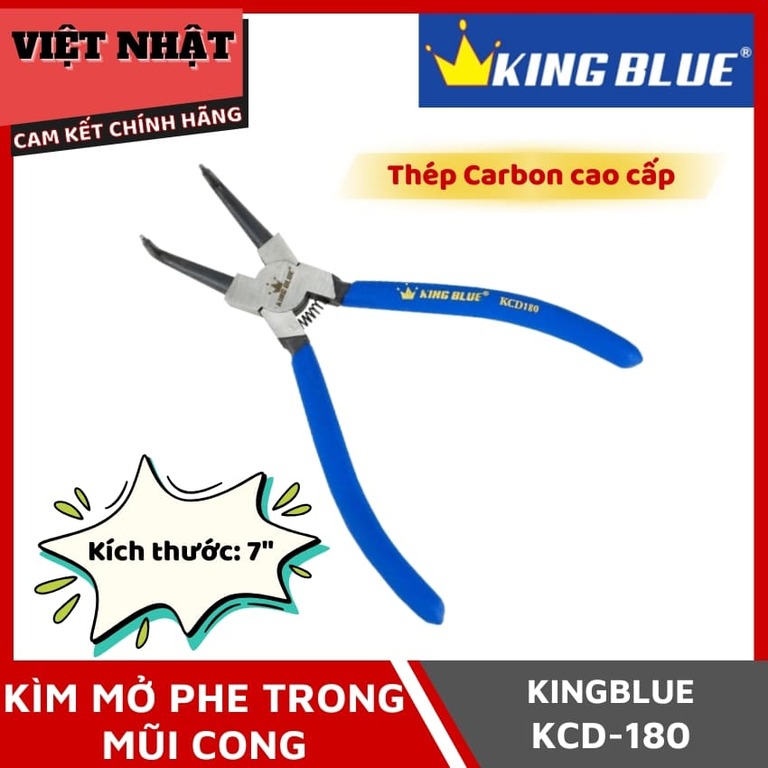 Kìm mở phe trong mũi cong Kingblue KCD-180 kích thước 7mm, sử dụng thép Carbon cao cấp KCD 180 1