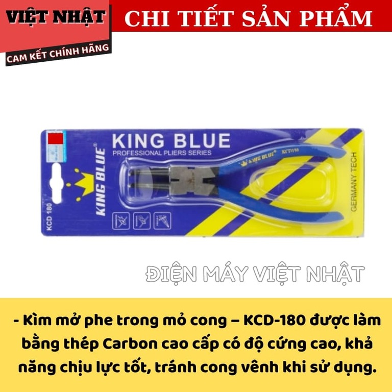 Kìm mở phe trong mũi cong Kingblue KCD-180 kích thước 7mm, sử dụng thép Carbon cao cấp KCD 180 3