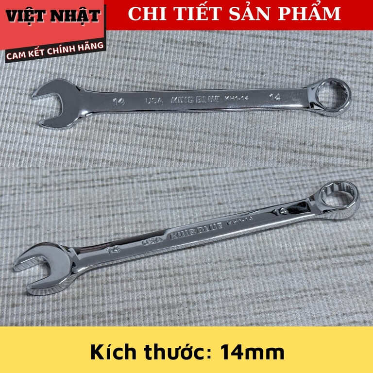 Bộ cờ lê vòng miệng Kingblue KH1-B10 đầy đủ kích thước 8, 10, 12, 13, 14, 17, 19, 21, 22, 24mm, sử dụng thép Carbon mạ Crom KH1 B10 8