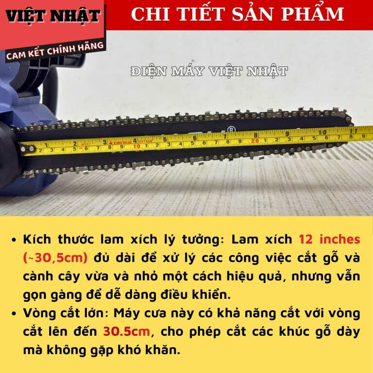 Máy cưa xích Yamasu MCX12PG2 bơm nhớt tự động, công suất 1200w, lam xích 12inch, cắt tối đa 30.5cm, bảo hành 6 tháng MCX12PG2 7 1