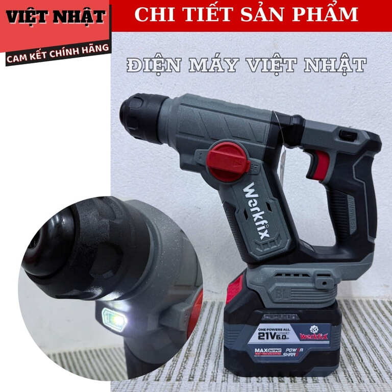 Máy khoan bê tông mini Workfix RH1902MN, lực đập 1.9J, tốc độ 1250v/p, bảo hành 12 tháng, 2 chức năng RH1902MN 5