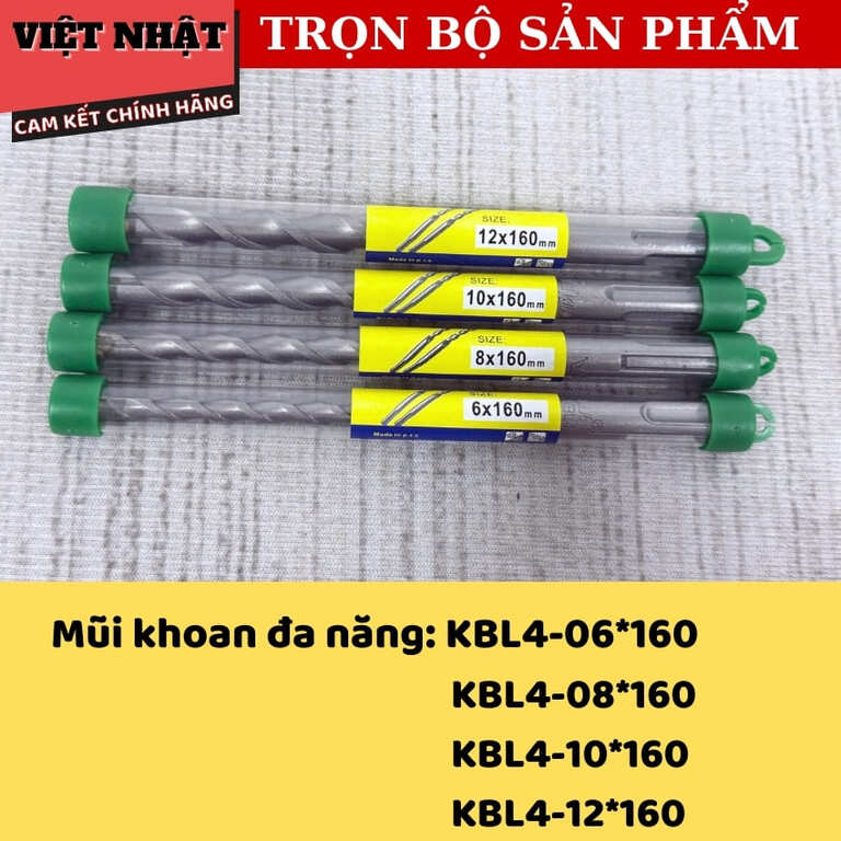 Mũi khoan đa năng chuôi gài 4 cạnh Kingblue KBL4, đủ kích thước 06*160 - 08*160 - 10*160 - 12*160 kbl4 3 1