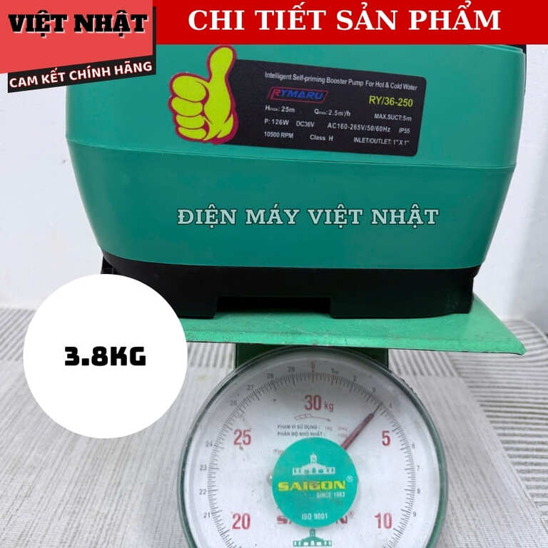 Máy bơm nước Rymaru RY/36-250, công suất 126w, hút sâu 5 mét, lưu lượng 2.5m3/h, bảo hành 12 tháng ry36 250 6